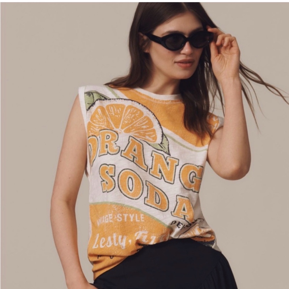Anthropologie The Vinnie Cotton Muscle Tee in Orange Soda size Small
